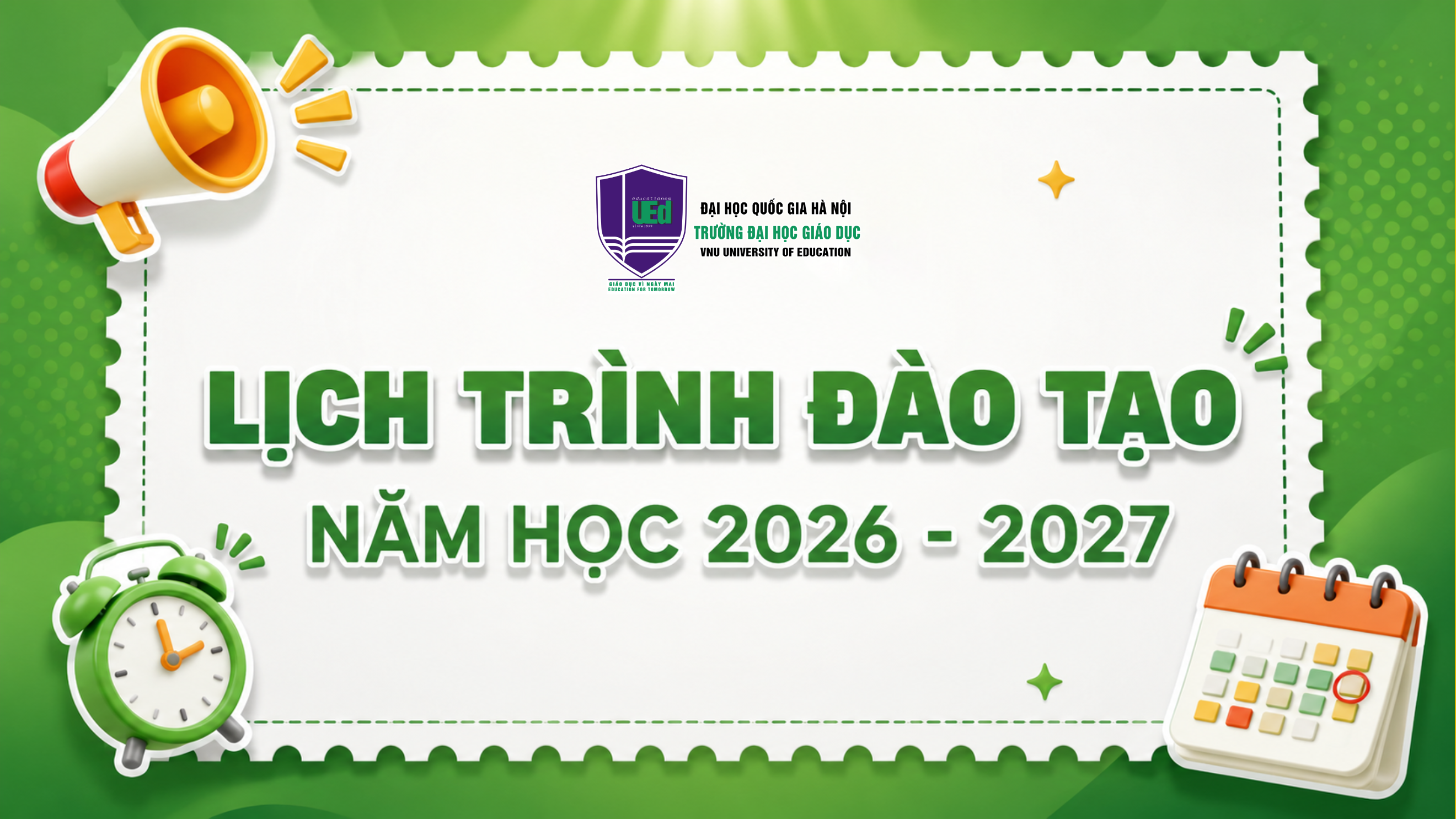 Lịch trình đào tạo năm học 2026 - 2027 (cập nhật)
